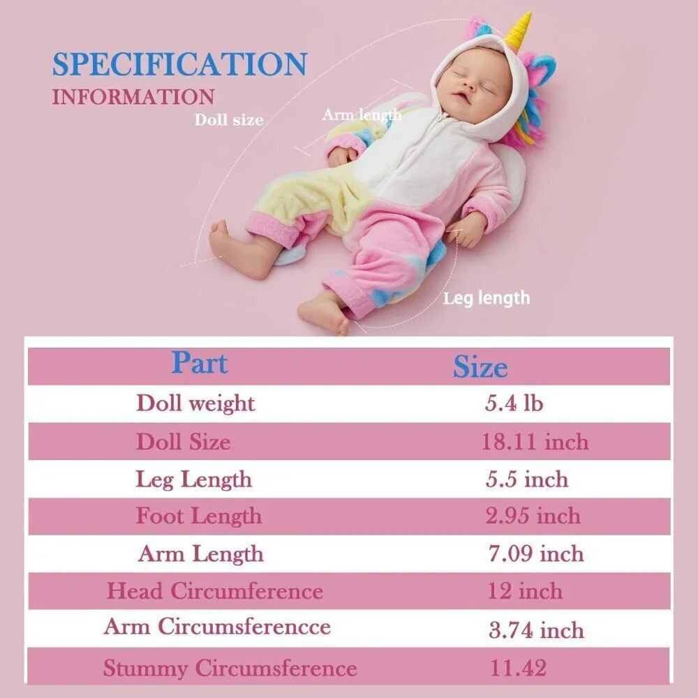 🆕18 Inch Realistic Reborn Baby Doll Silicone-Made & Lifelike Newborn Baby Girl